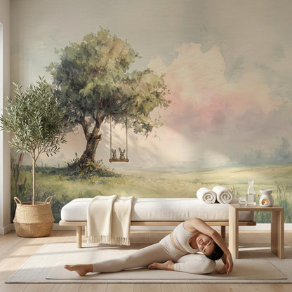 Watercolor Landscape Wallpaper Serene Nature Wall Mural