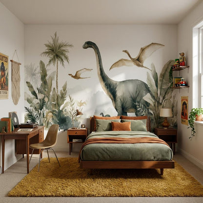Shades Of Green Wallpaper Dinosaurs Tropical Wall Mural