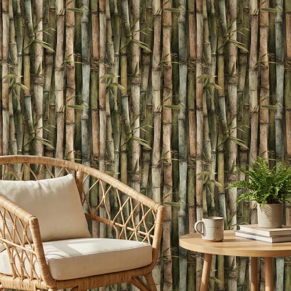 Shades Of Green Wallpaper Natural Bamboo Wall Mural