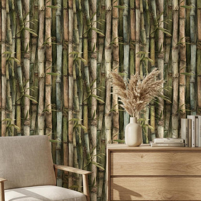 Shades Of Green Wallpaper Natural Bamboo Wall Mural