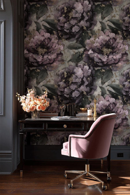 Floral Wallpaper Abstract Purple Wall Mural