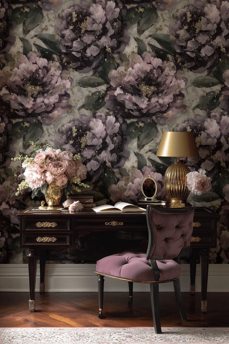 Floral Wallpaper Abstract Purple Wall Mural