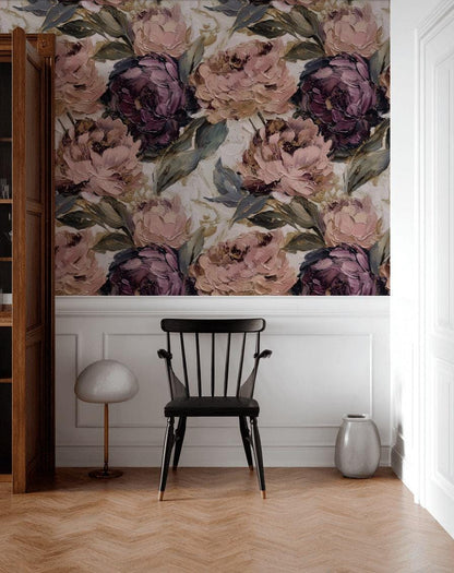Elegant Floral Wall Decor Pink Peony Pattern Wallpaper