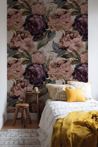Elegant Floral Wall Decor Pink Peony Pattern Wallpaper