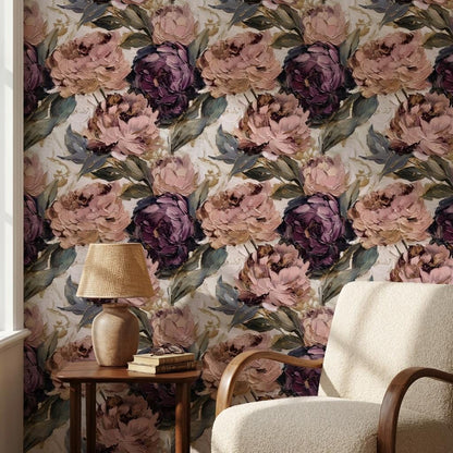 Elegant Floral Wall Decor Pink Peony Pattern Wallpaper