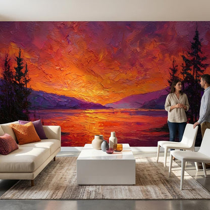 Sunset Wallpaper Landscape Abstract Wall Mural