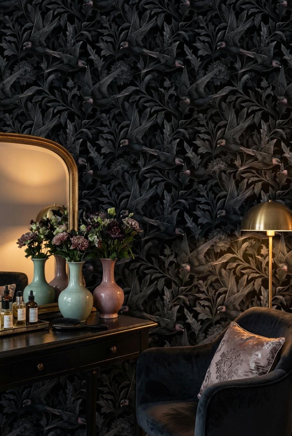 Vintage Birds Wallpaper Floral Elegant Wall Mural