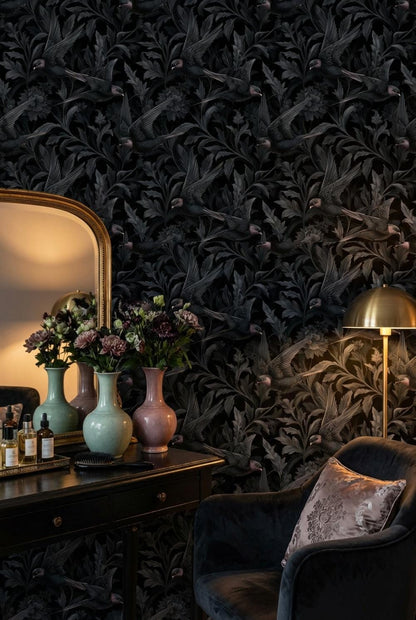 Vintage Birds Wallpaper Floral Elegant Wall Mural