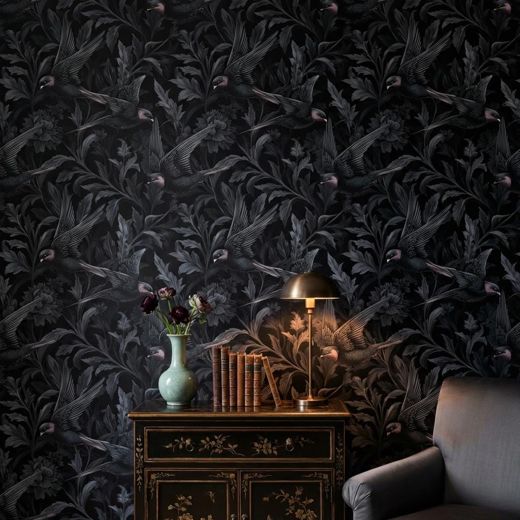 Vintage Birds Wallpaper Floral Elegant Wall Mural