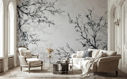 Floral Wallpaper Branches Minimalist Wall Mural