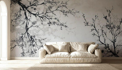 Floral Wallpaper Branches Minimalist Wall Mural
