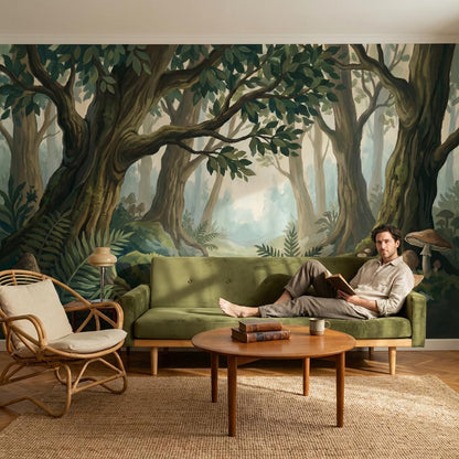 Forest Wallpaper Trees Vintage Wall Mural