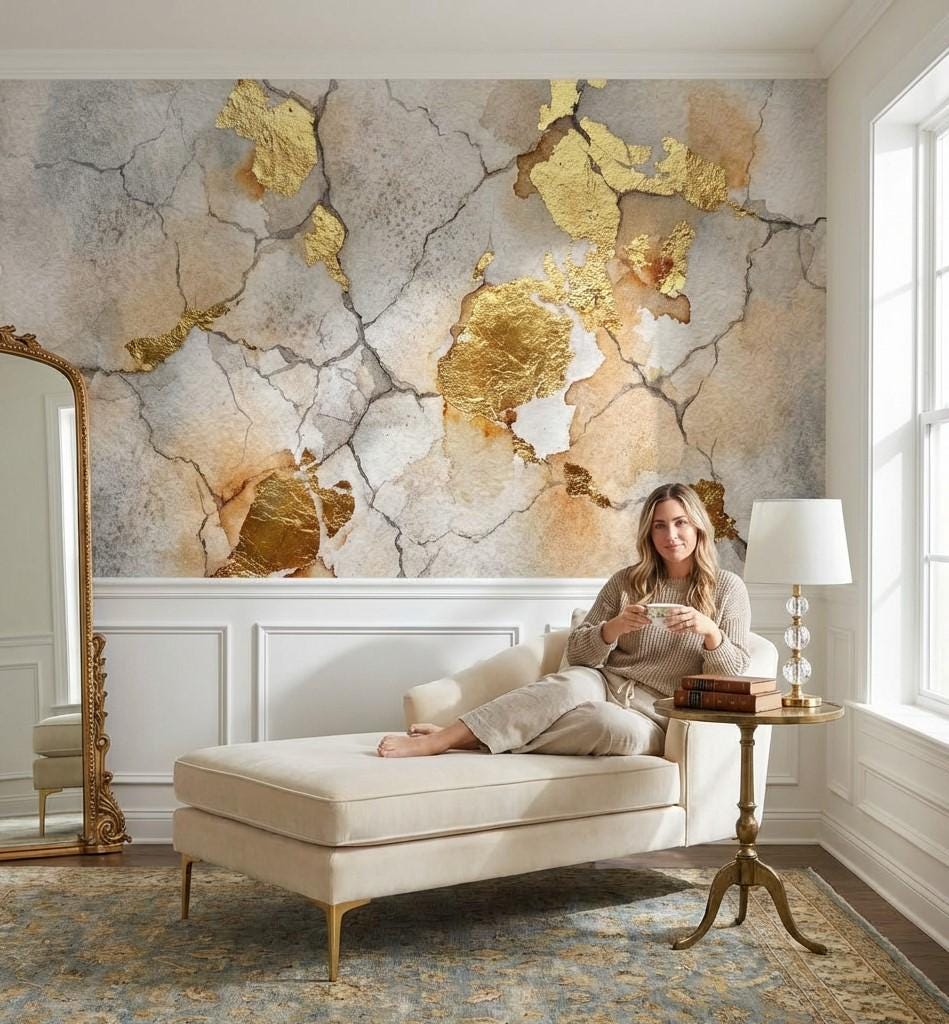 Luxury Abstract Wallpaper Gold Marble Wall Mural