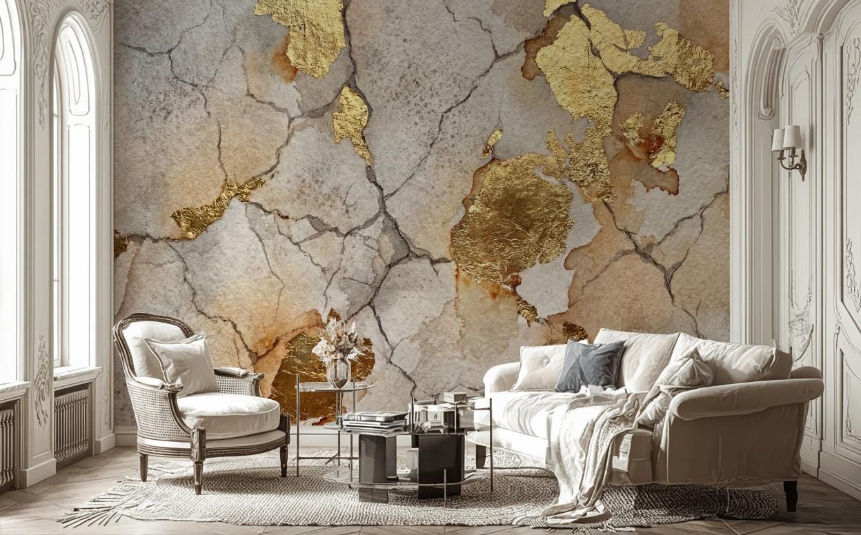 Luxury Abstract Wallpaper Gold Marble Wall Mural