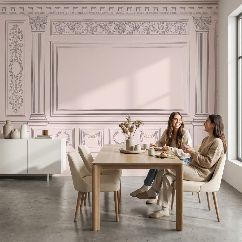 Ornate Wallpaper Classical Columns Wall Mural