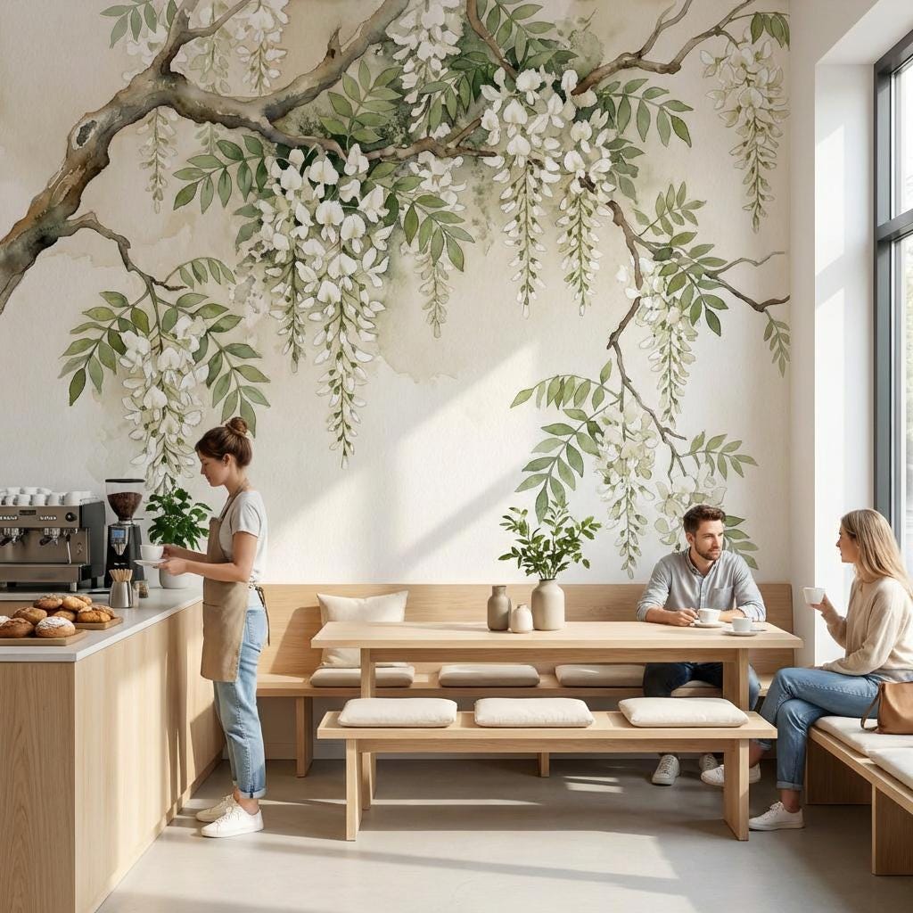 Shades Of Green Wallpaper Watercolor Nature Wall Mural