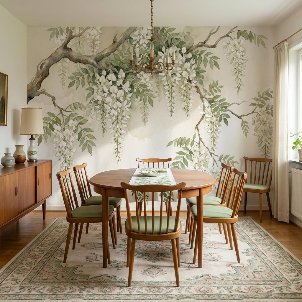 Shades Of Green Wallpaper Watercolor Nature Wall Mural