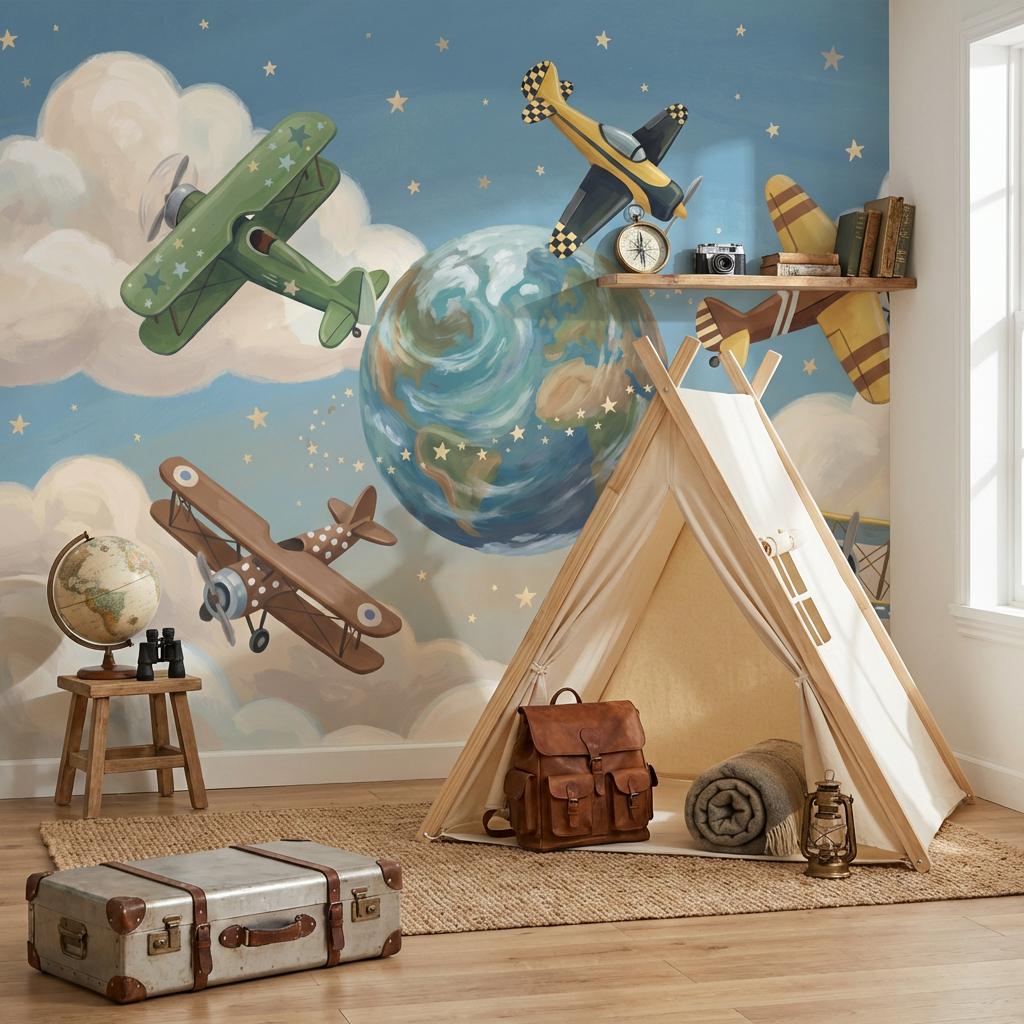 Airplanes Wallpaper Whimsical Adventure Wall Mural