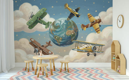 Airplanes Wallpaper Whimsical Adventure Wall Mural