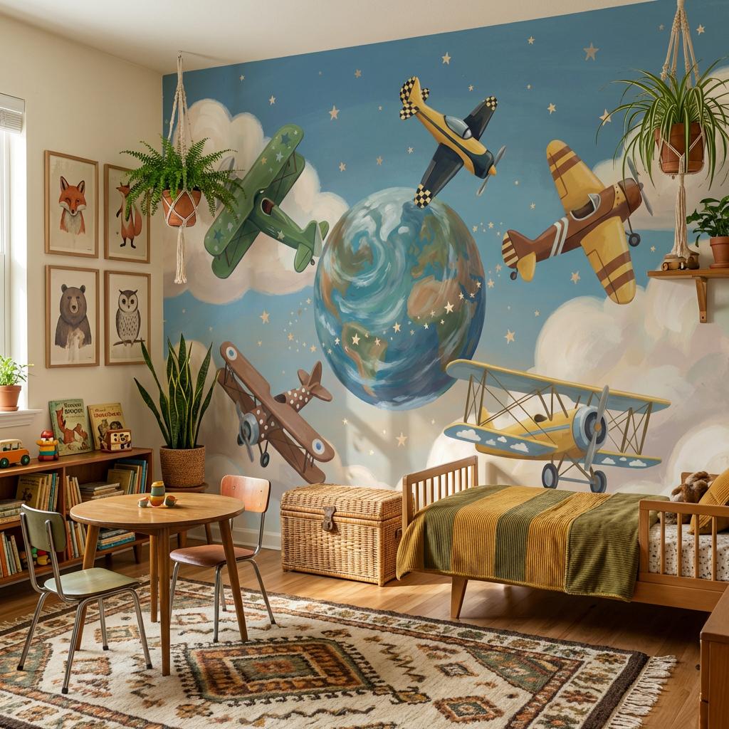 Airplanes Wallpaper Whimsical Adventure Wall Mural