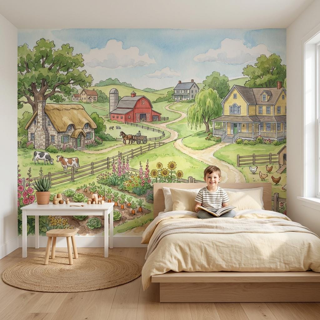 Farm Wallpaper Countryside Cottage Wall Mural