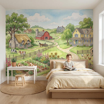 Farm Wallpaper Countryside Cottage Wall Mural