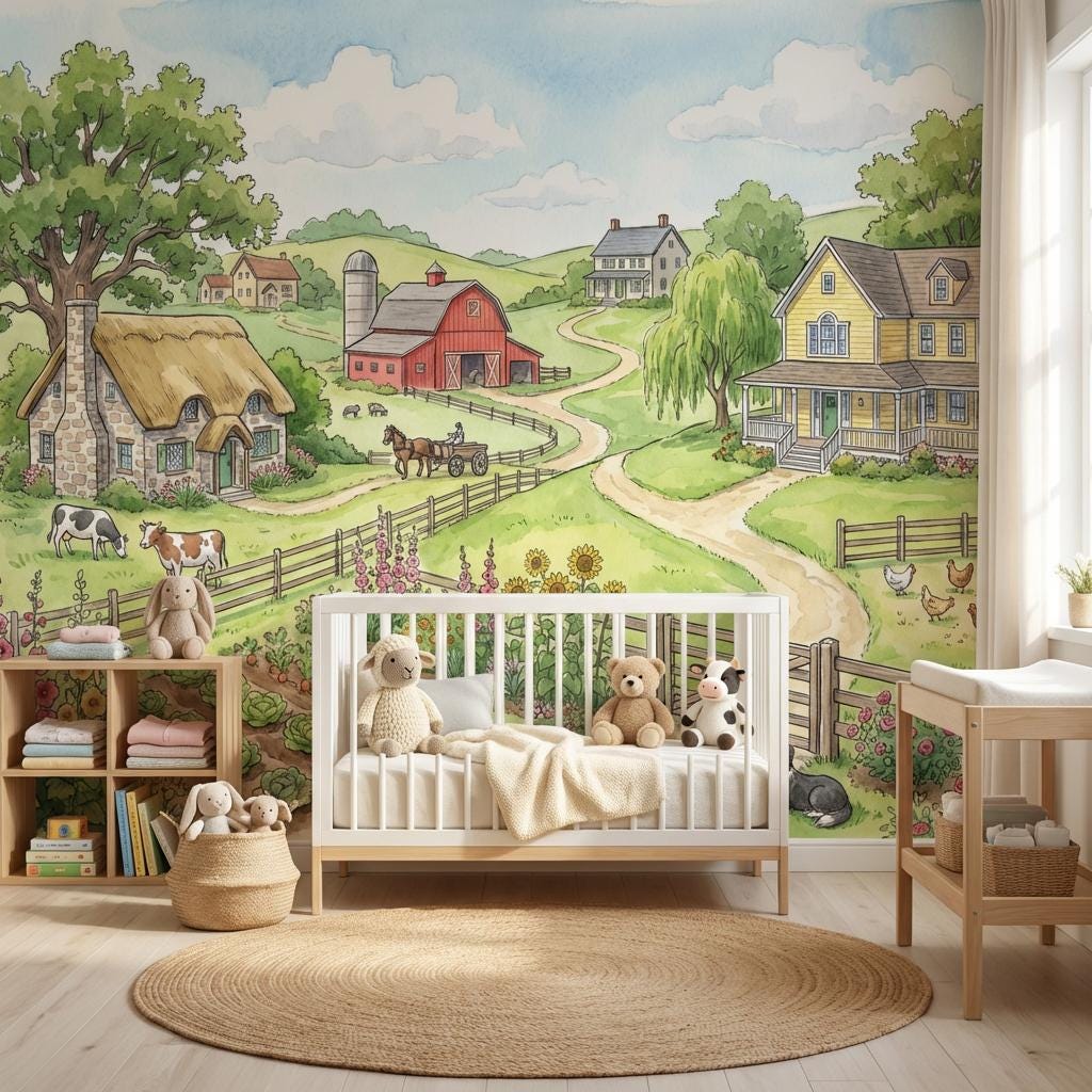 Farm Wallpaper Countryside Cottage Wall Mural