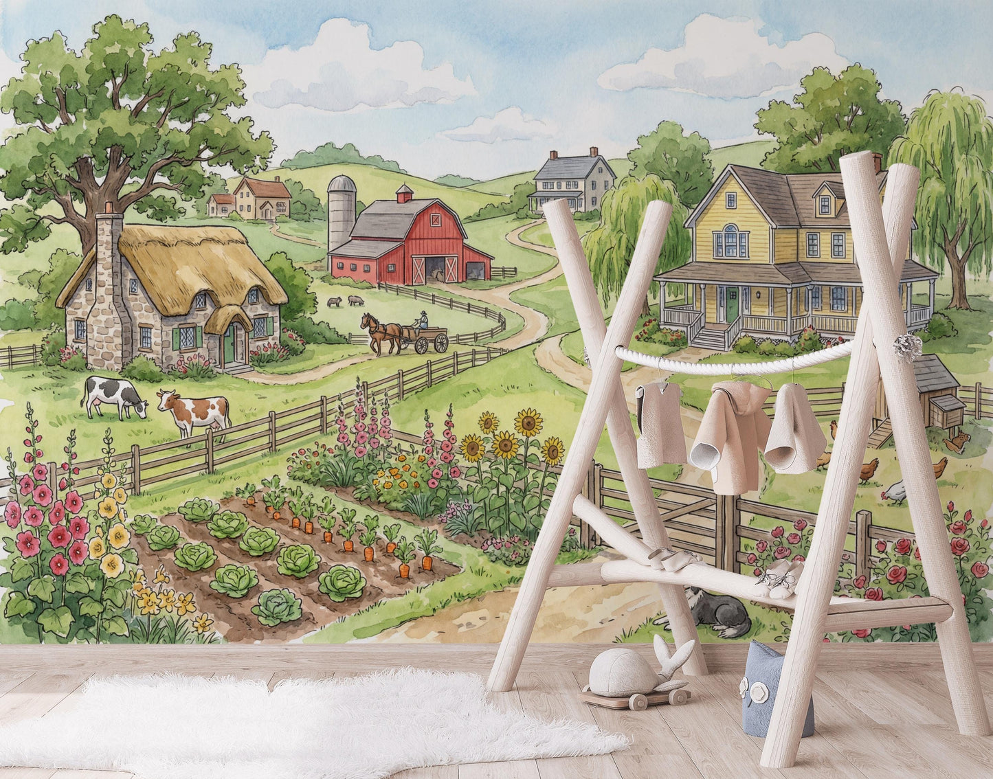 Farm Wallpaper Countryside Cottage Wall Mural