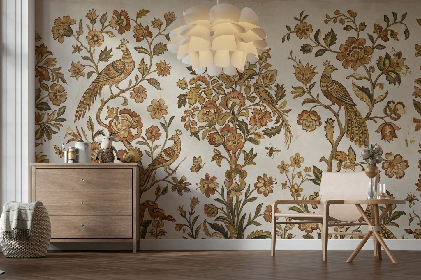 Vintage Floral Wallpaper Birds Traditional Wall Mural