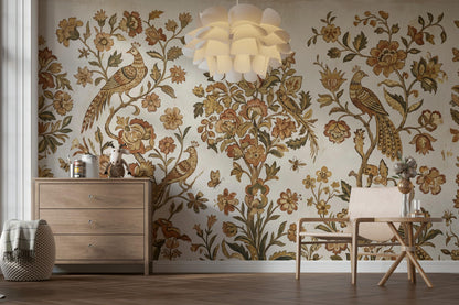 Vintage Floral Wallpaper Birds Traditional Wall Mural