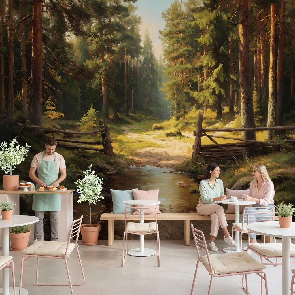 Forest Wallpaper Stream Rustic Wall Mural