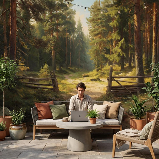 Forest Wallpaper Stream Rustic Wall Mural