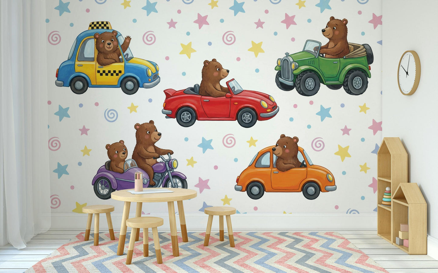 Bears Wallpaper Cartoon Whimsical Wall Mural