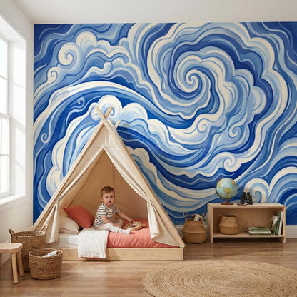 Abstract Wallpaper Swirls Waves Wall Mural