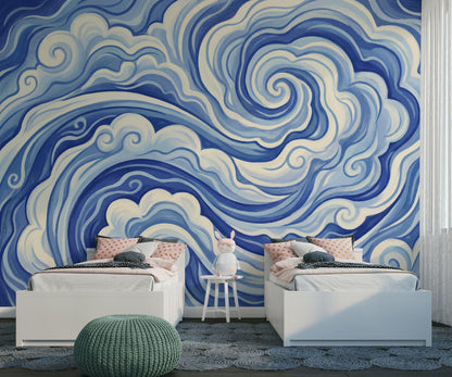 Abstract Wallpaper Swirls Waves Wall Mural