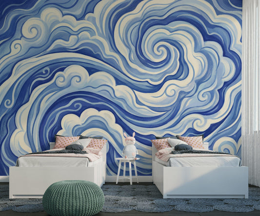 Abstract Wallpaper Swirls Waves Wall Mural