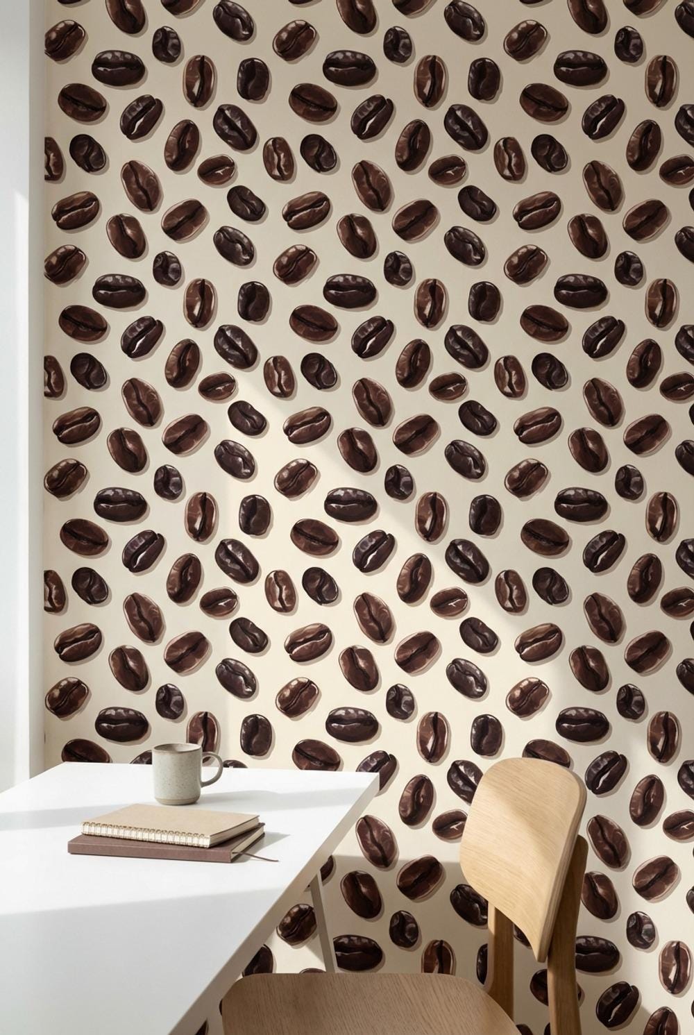 Coffee Beans Wallpaper Brown Modern Wall Mural
