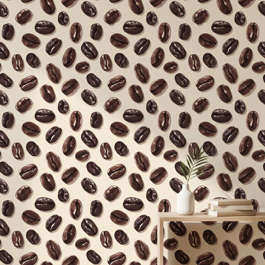 Coffee Beans Wallpaper Brown Modern Wall Mural