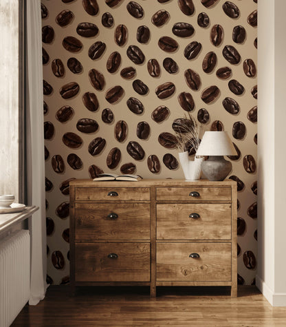 Coffee Beans Wallpaper Brown Modern Wall Mural