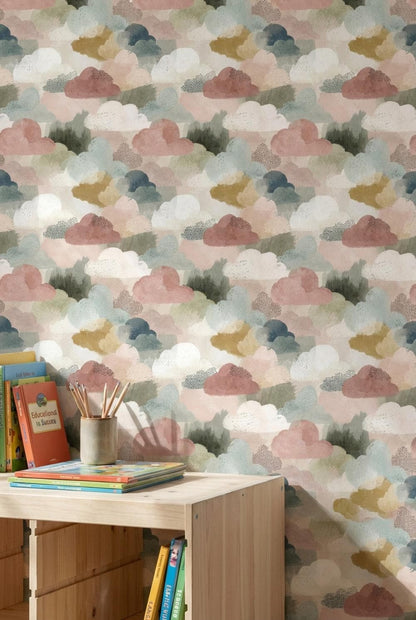 Abstract Clouds Wallpaper Modern Bohemian Wall Mural