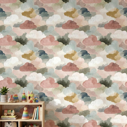 Abstract Clouds Wallpaper Modern Bohemian Wall Mural