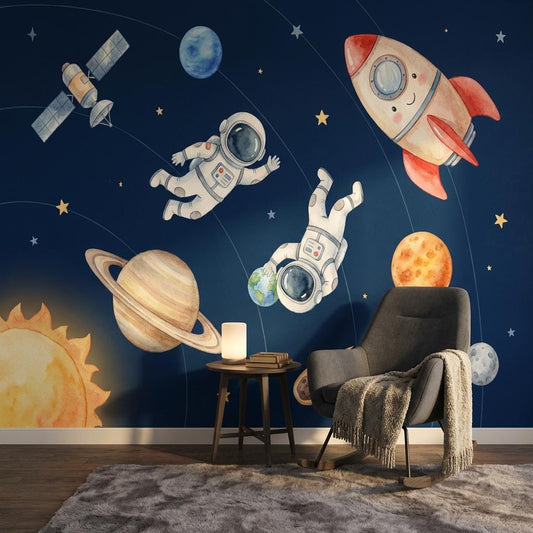 Space Wallpaper Astronauts Planets Wall Mural