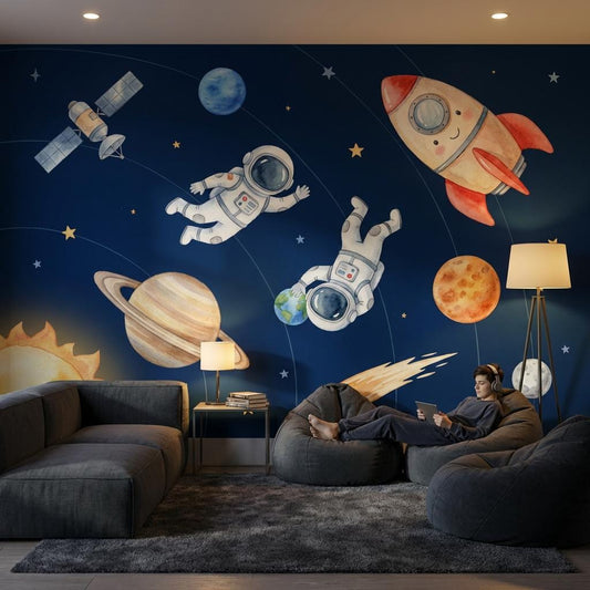Space Wallpaper Astronauts Planets Wall Mural