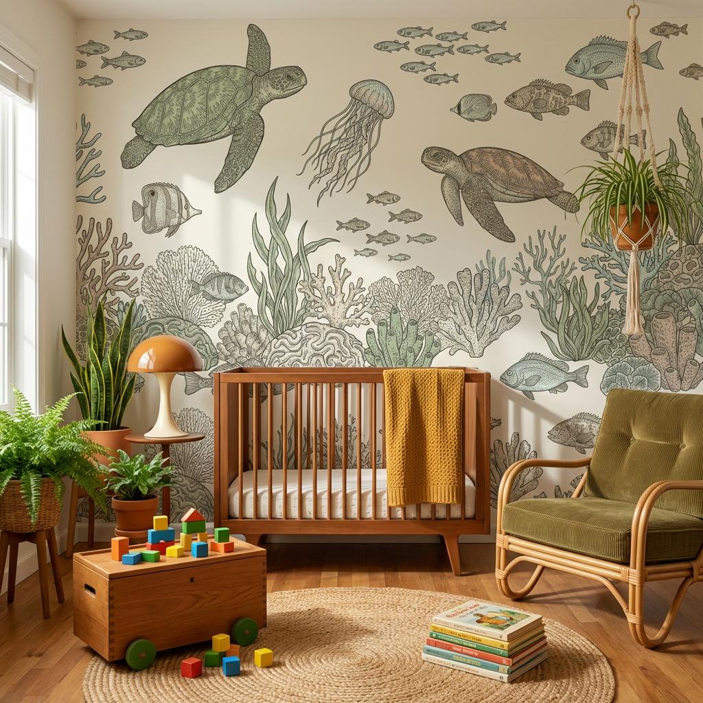Underwater Wallpaper Marine Life Turtles Wall Mural