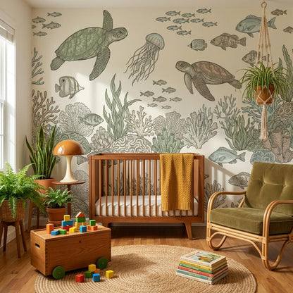 Underwater Wallpaper Marine Life Turtles Wall Mural