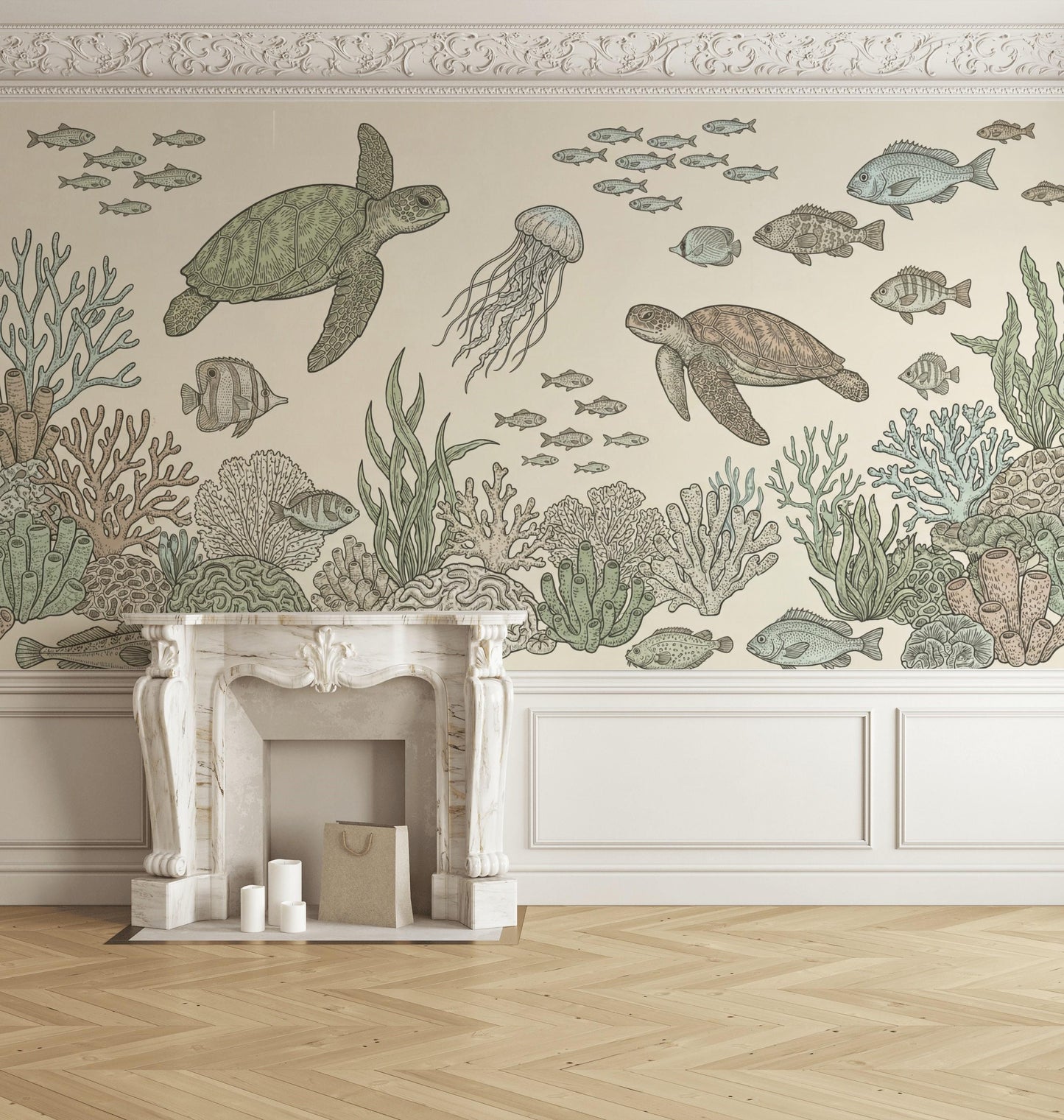 Underwater Wallpaper Marine Life Turtles Wall Mural