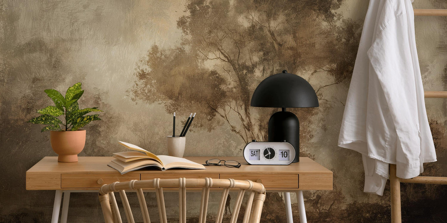 Vintage Landscape Wallpaper Tree Serene Wall Mural