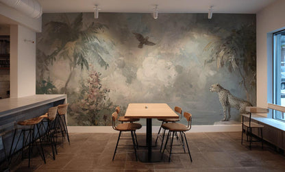 Tropical Cheetah Wallpaper Vintage Landscape Wall Mural