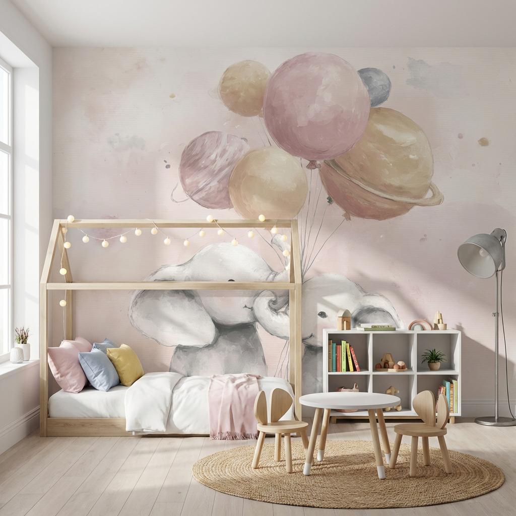 Elephants Wallpaper Pastel Whimsical Wall Mural
