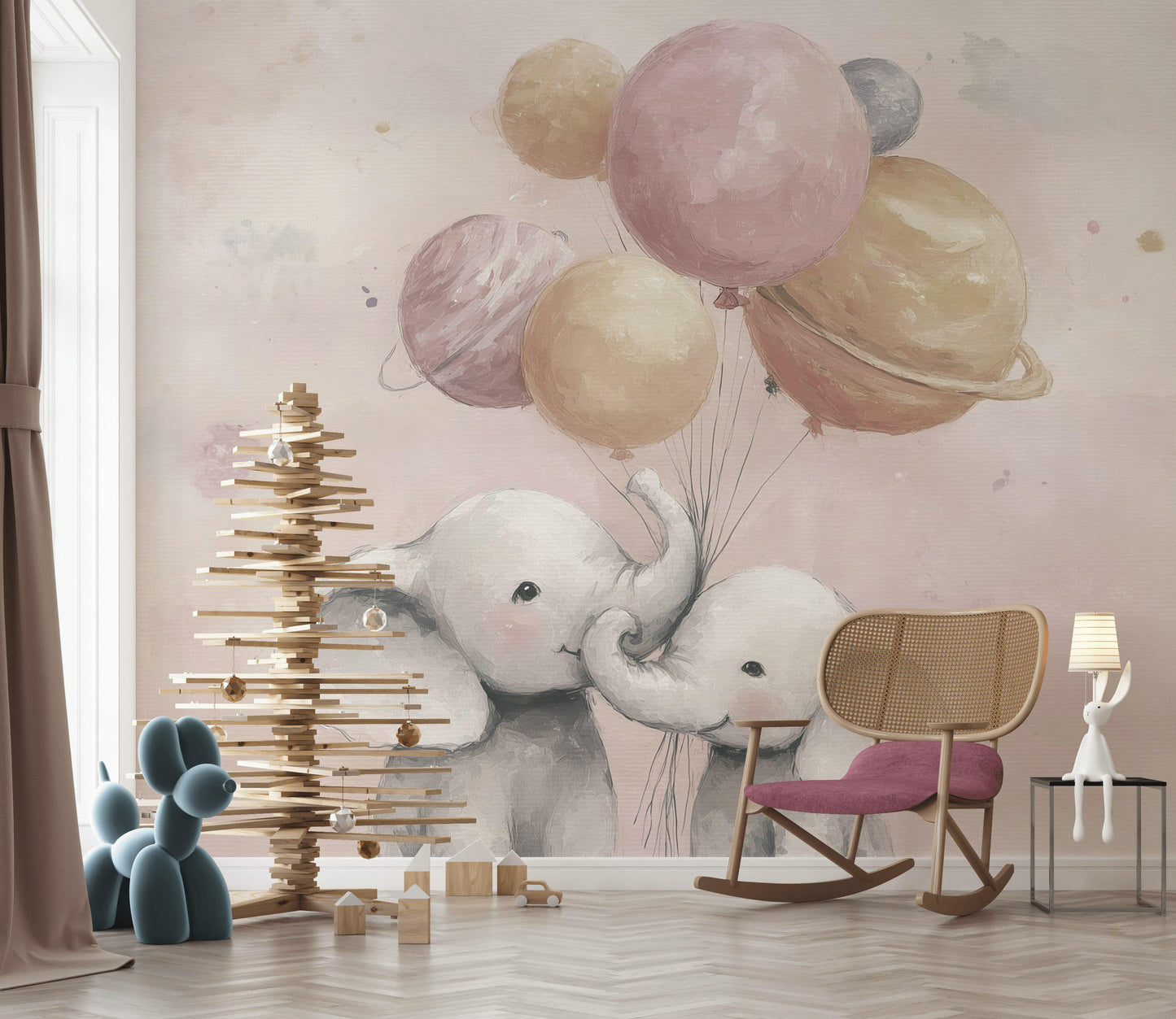 Elephants Wallpaper Pastel Whimsical Wall Mural